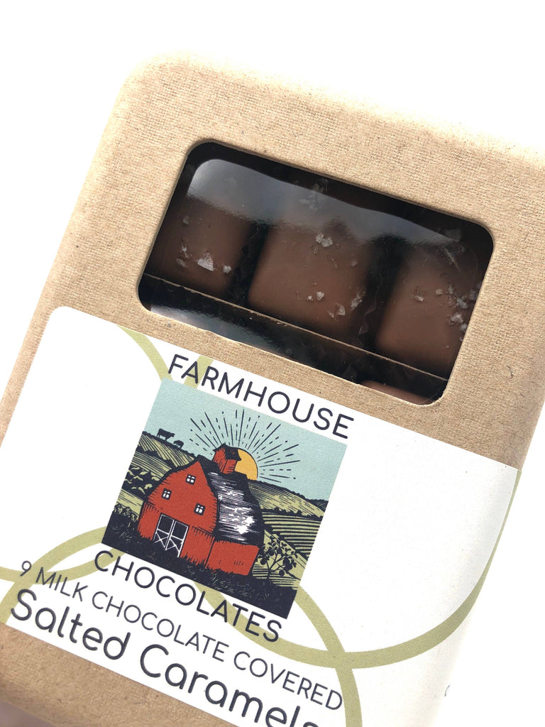 9 Piece Box Milk Chocolate Covered Salted Caramels by Farmhouse Chocolates